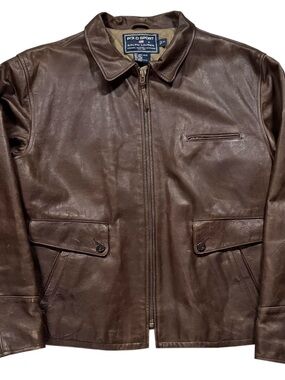 Vintage Polo Sport Ralph Lauren Brown Leather Jacket (Size XL)